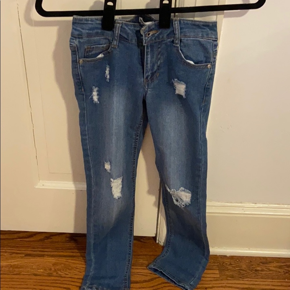 Girls kids ripped skinny jeans